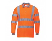 Orange High Visibility Long Sleeve Polo Shirt