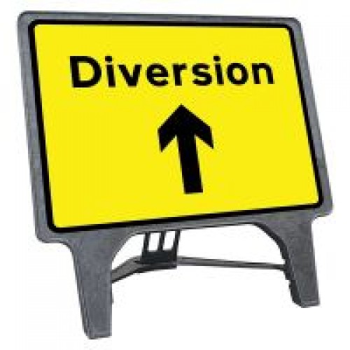 Temporary Plastic Diversion Ahead Q Sign | Manchester Safety Services